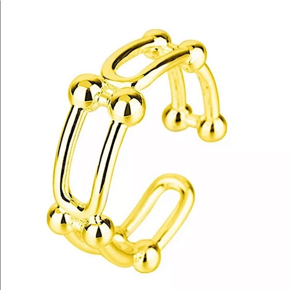18K Gold Plated U Link Ring - Picture 2 of 2